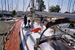 Cheoy Lee custom offshore cutter for sale - teak deck